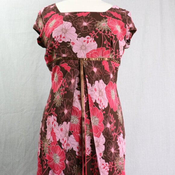 Vintage Jody of California Brown Floral Dress *11/12 Boho Empire Waist USA - Picture 5 of 16